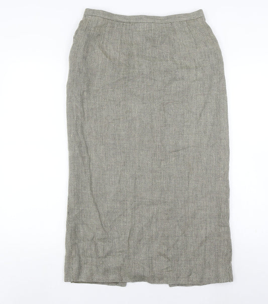 Minuet Women's Grey Long Pencil Skirt, Size 14, Linen Blend