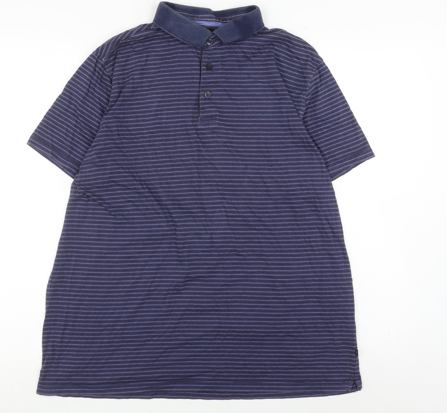 Jeff Banks Men's Blue Striped Polo Shirt L