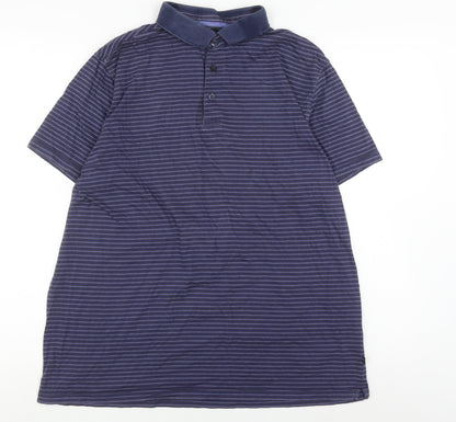 Jeff Banks Men's Blue Striped Polo Shirt L