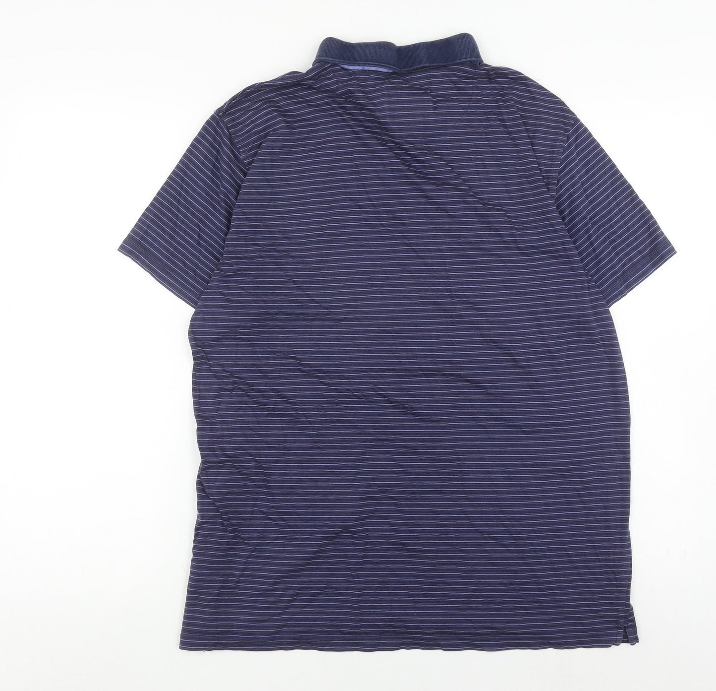 Jeff Banks Men's Blue Striped Polo Shirt L