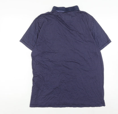 Jeff Banks Men's Blue Striped Polo Shirt L