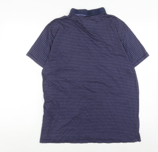 Jeff Banks Men's Blue Striped Polo Shirt L