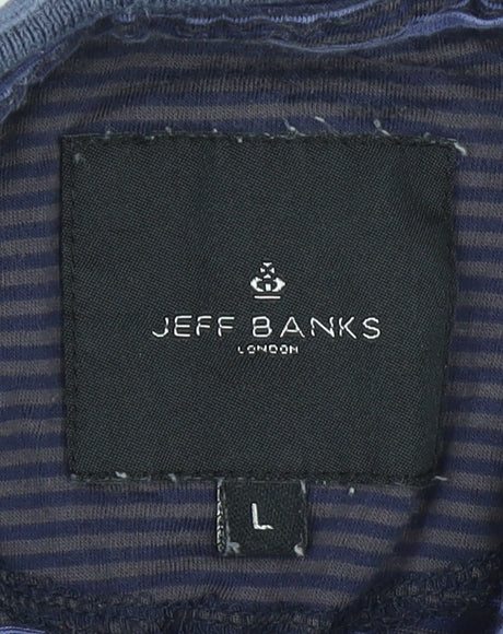 Jeff Banks Men's Blue Striped Polo Shirt L