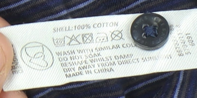 Jeff Banks Men's Blue Striped Polo Shirt L