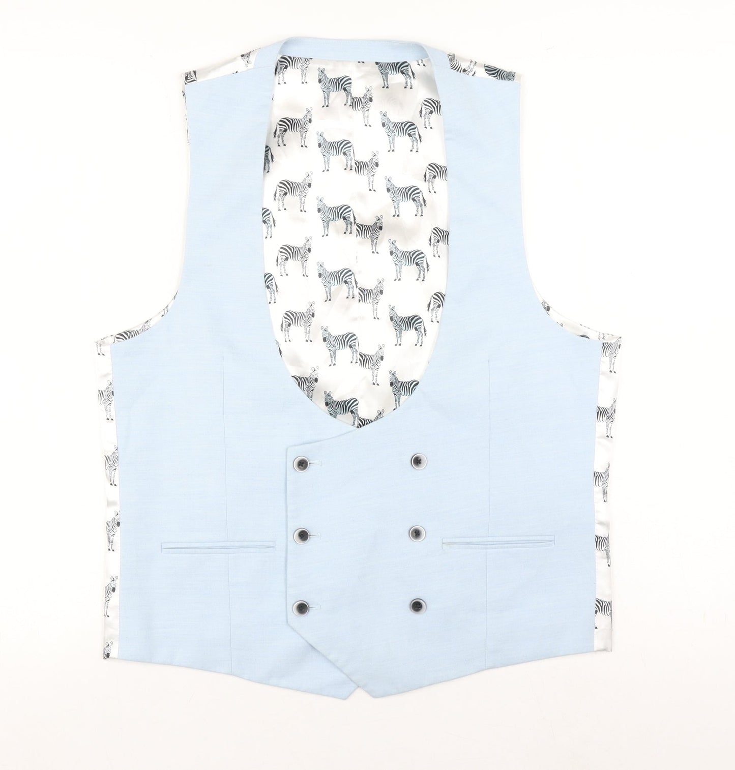 Mens UK Size 40 Moss London Regular Blue Suit Waistcoat