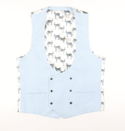 Mens UK Size 40 Moss London Regular Blue Suit Waistcoat