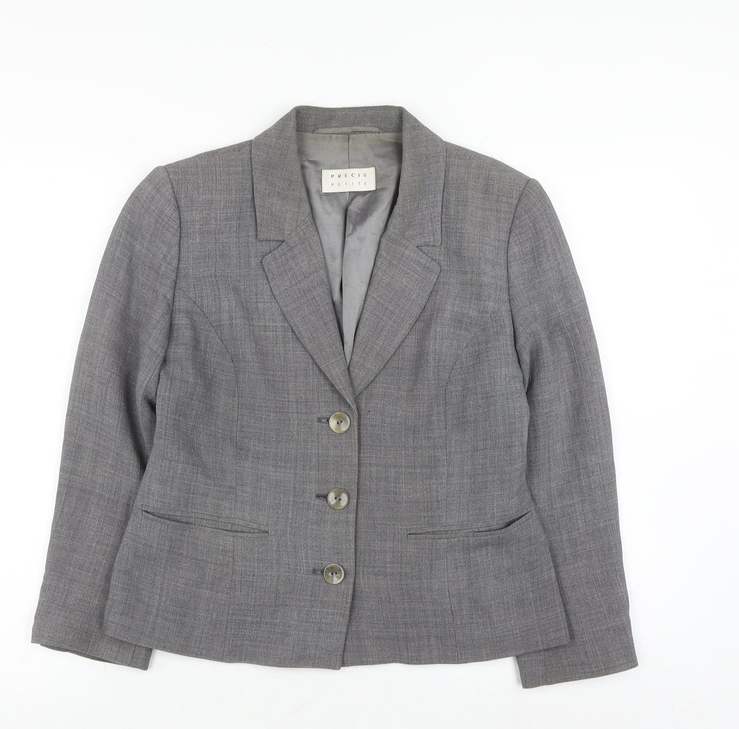 Precis Grey Women's Suit Jacket Petite Size 10