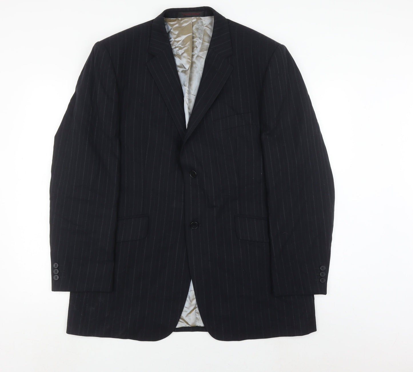 Carpe Diem Men's Blue Striped Wool Blazer, Size 42, Regular