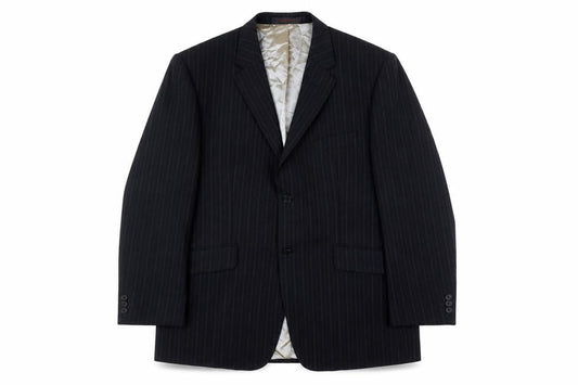 Carpe Diem Men's Blue Striped Wool Blazer, Size 42, Regular
