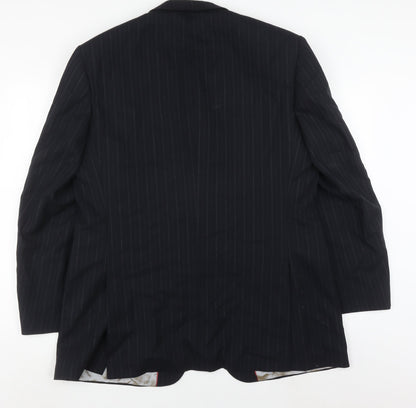 Carpe Diem Men's Blue Striped Wool Blazer, Size 42, Regular