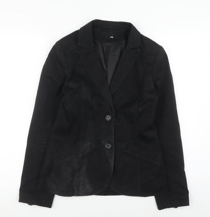 H&M Women's Black Regular Fit Blazer, Size 8, Notch Lapel