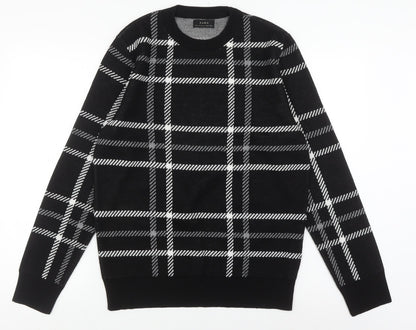 Zara Men's Black Check Pullover Jumper, Size M