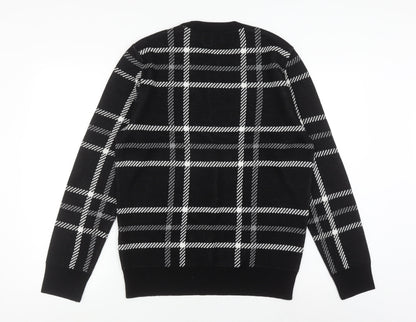 Zara Men's Black Check Pullover Jumper, Size M