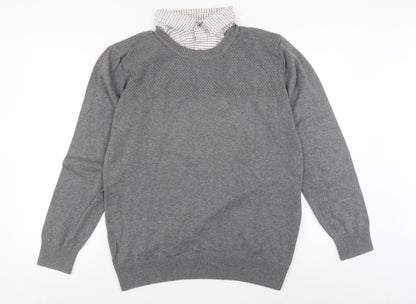 Next Men's Grey Cotton Pullover Jumper, Size L