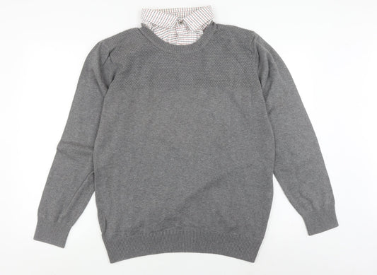 Next Men's Grey Cotton Pullover Jumper, Size L
