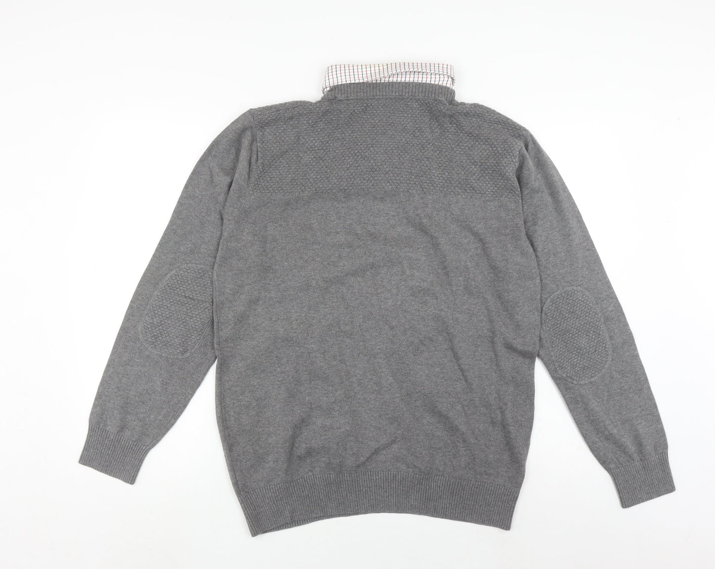 Next Men's Grey Cotton Pullover Jumper, Size L
