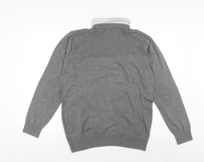 Next Men's Grey Cotton Pullover Jumper, Size L