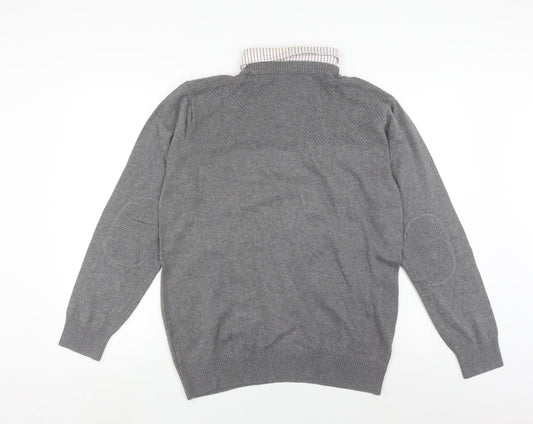 Next Men's Grey Cotton Pullover Jumper, Size L