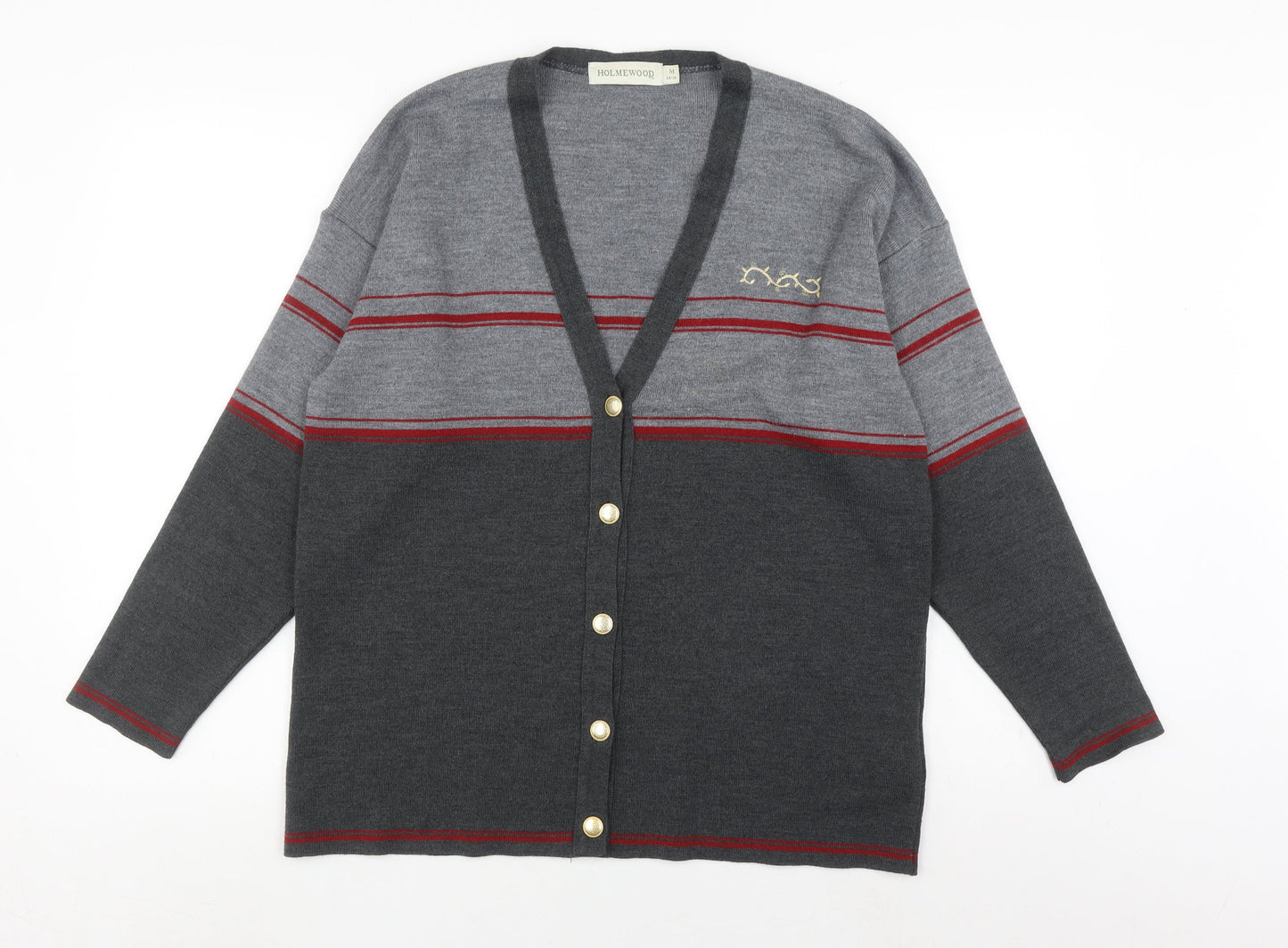 Womens UK Size 14 Holmewood Grey Cardigan Jumper
