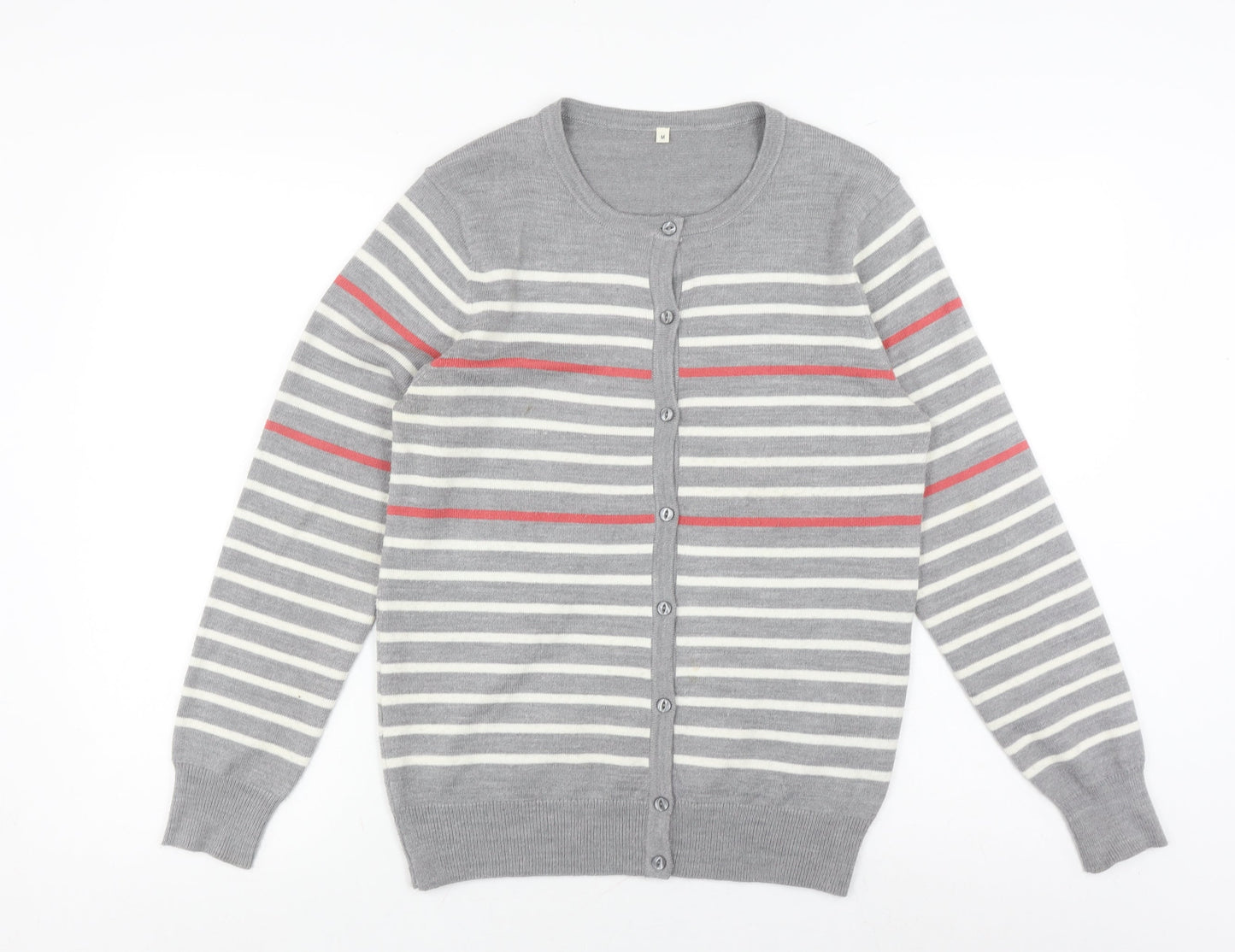 Topvalu Women's Grey Striped Cardigan M