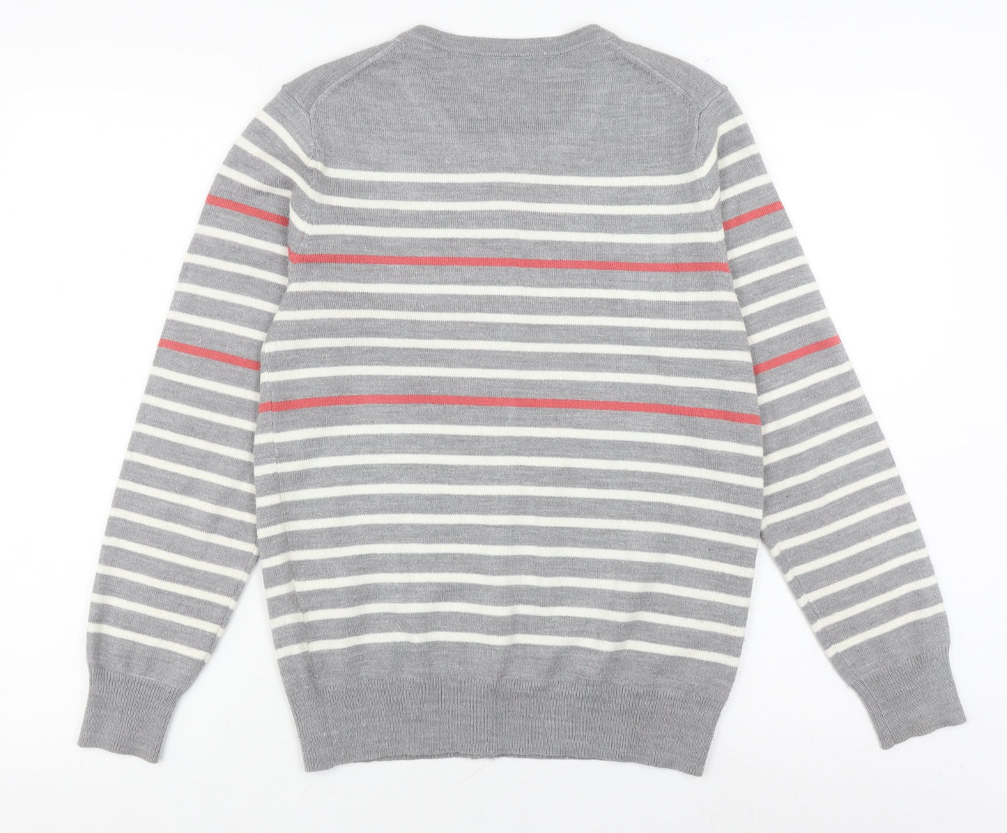 Topvalu Women's Grey Striped Cardigan M