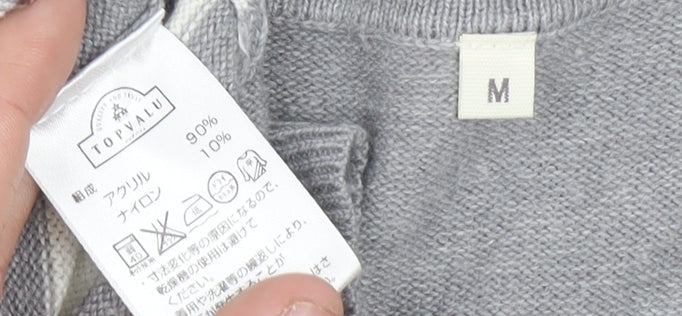 Topvalu Women's Grey Striped Cardigan M