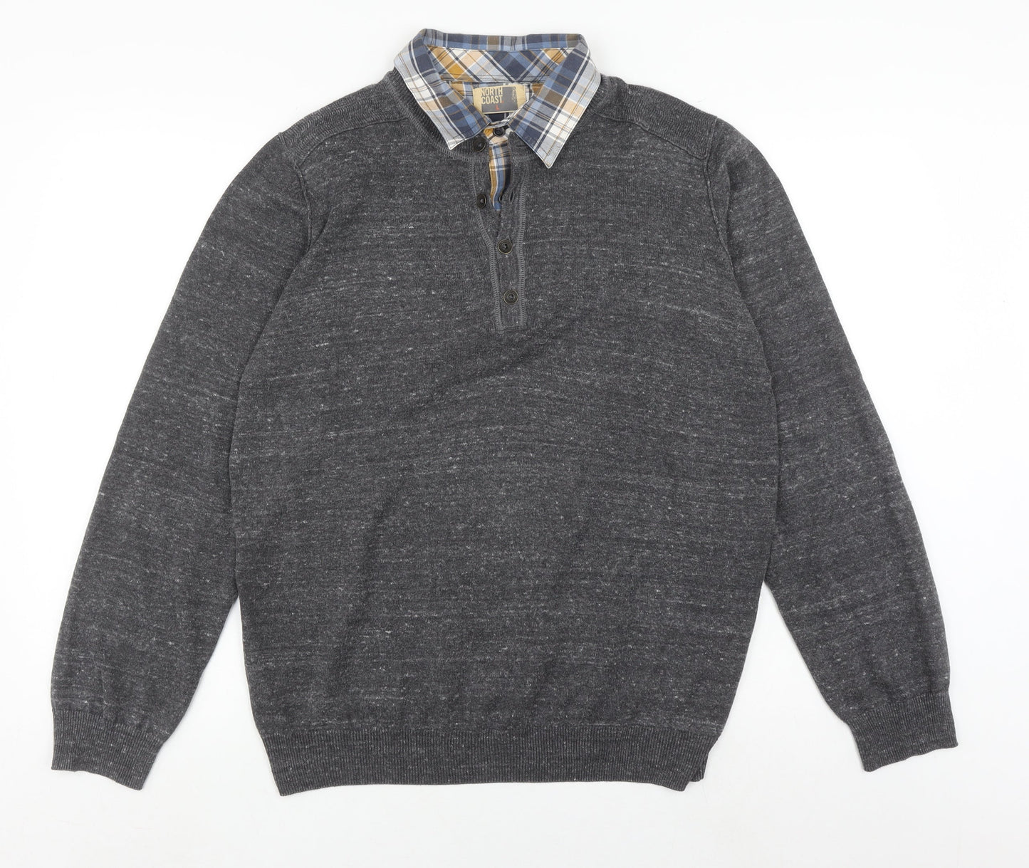 North Coast Men's Grey Henley Jumper Large