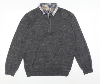 North Coast Men's Grey Henley Jumper Large