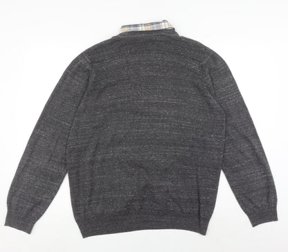 North Coast Men's Grey Henley Jumper Large