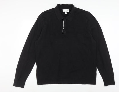 Marks and Spencer Men's Black 2XL Long Sleeve Polo