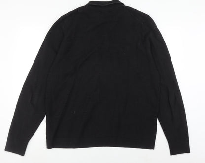 Marks and Spencer Men's Black 2XL Long Sleeve Polo