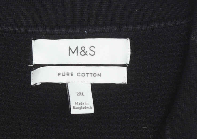 Marks and Spencer Men's Black 2XL Long Sleeve Polo