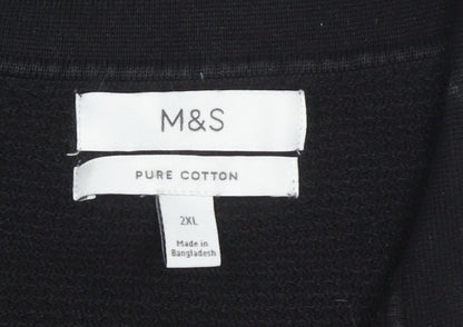 Marks and Spencer Men's Black 2XL Long Sleeve Polo