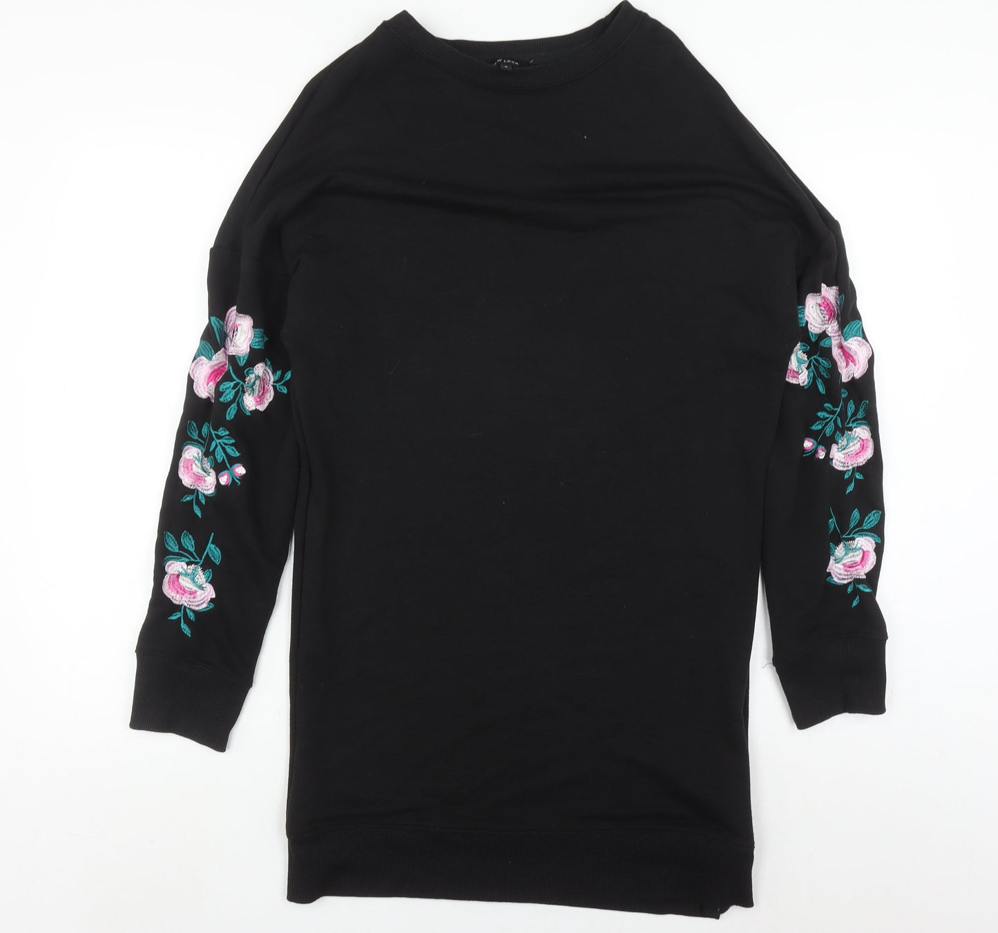 New Look Women's Black Floral Shift Dress Size 8