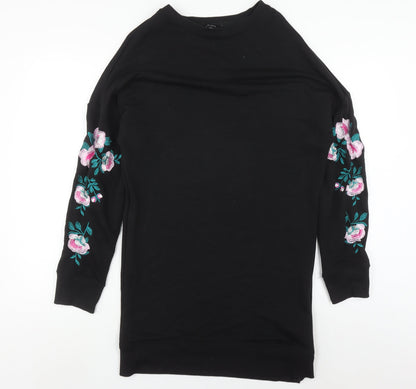 New Look Women's Black Floral Shift Dress Size 8