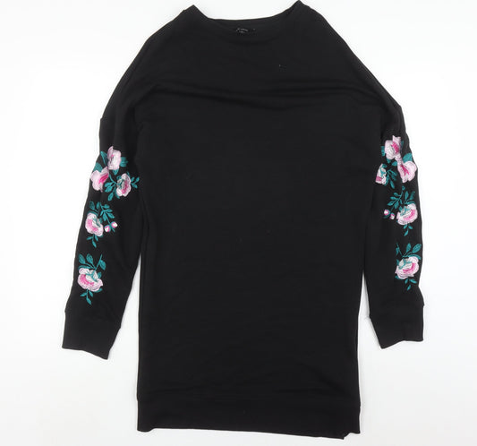 New Look Women's Black Floral Shift Dress Size 8