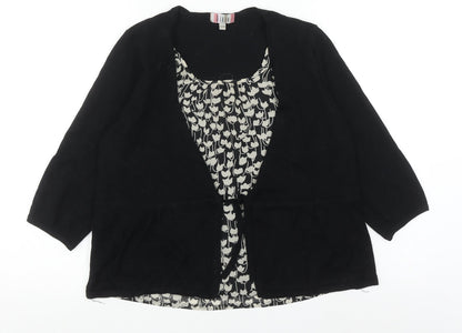 Dixie Women's Black XL Cardigan with 3/4 Sleeves