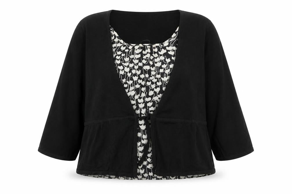 Dixie Women's Black XL Cardigan with 3/4 Sleeves