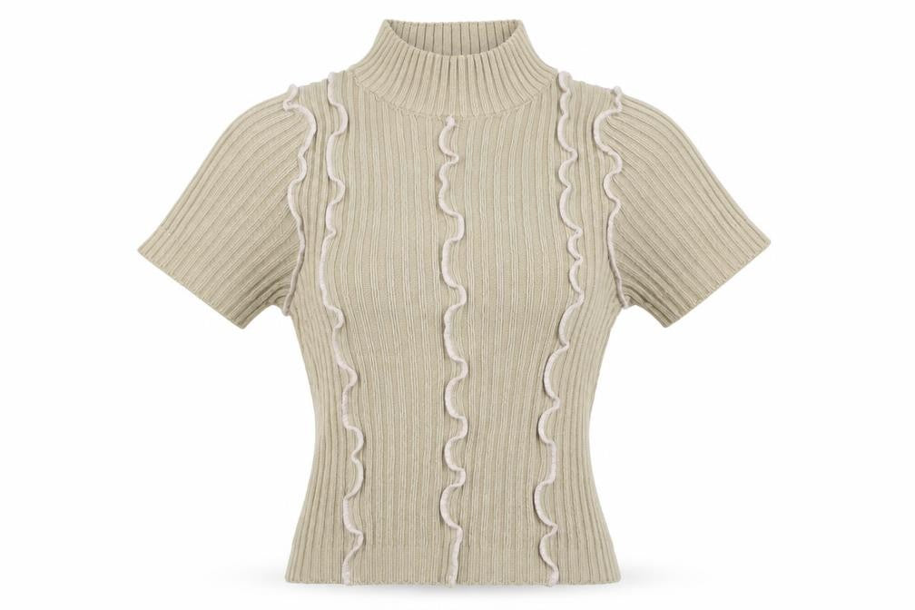 Womens UK Size 8 COLLUSION Beige Basic T-Shirt