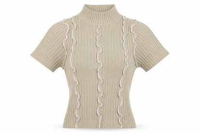 Womens UK Size 8 COLLUSION Beige Basic T-Shirt