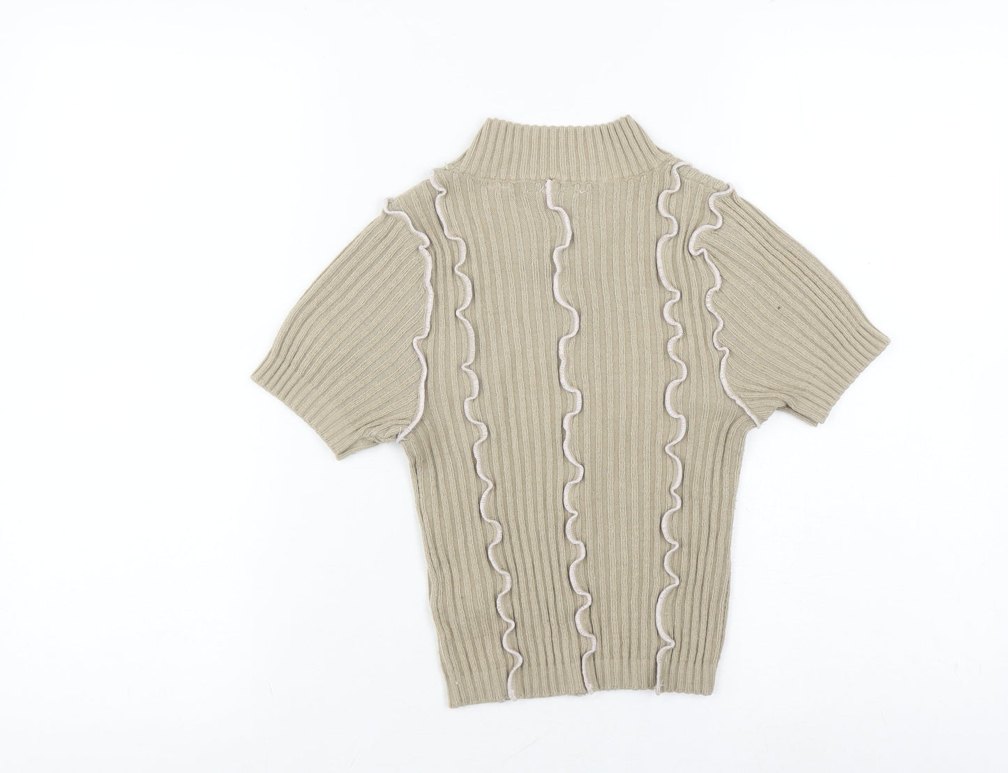 Womens UK Size 8 COLLUSION Beige Basic T-Shirt