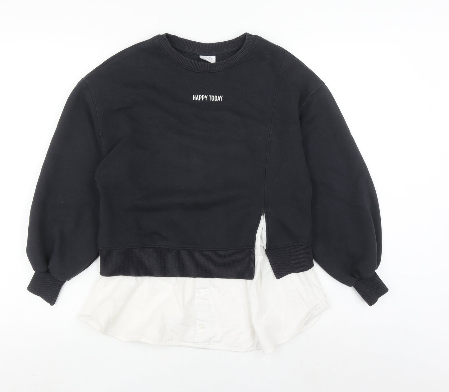 Zara Girls Black Crew Neck Sweatshirt 11-12 Years