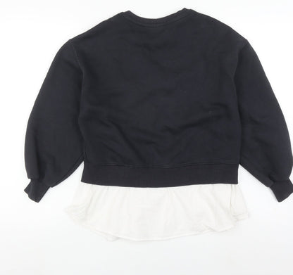 Zara Girls Black Crew Neck Sweatshirt 11-12 Years