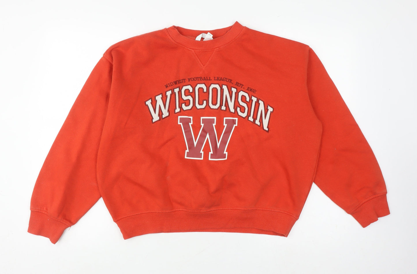 H&M Unisex Red Wisconsin Pullover Sweatshirt S