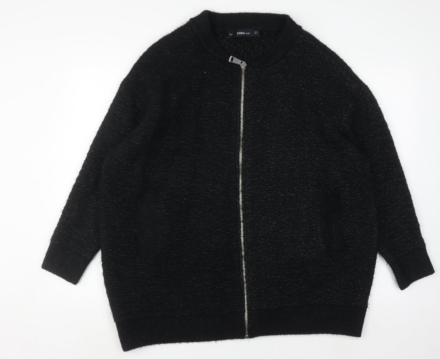 Womens UK Size 8 Zara Knit Black Cardigan Jumper