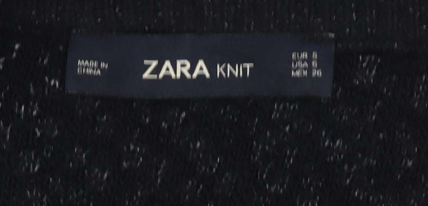 Womens UK Size 8 Zara Knit Black Cardigan Jumper