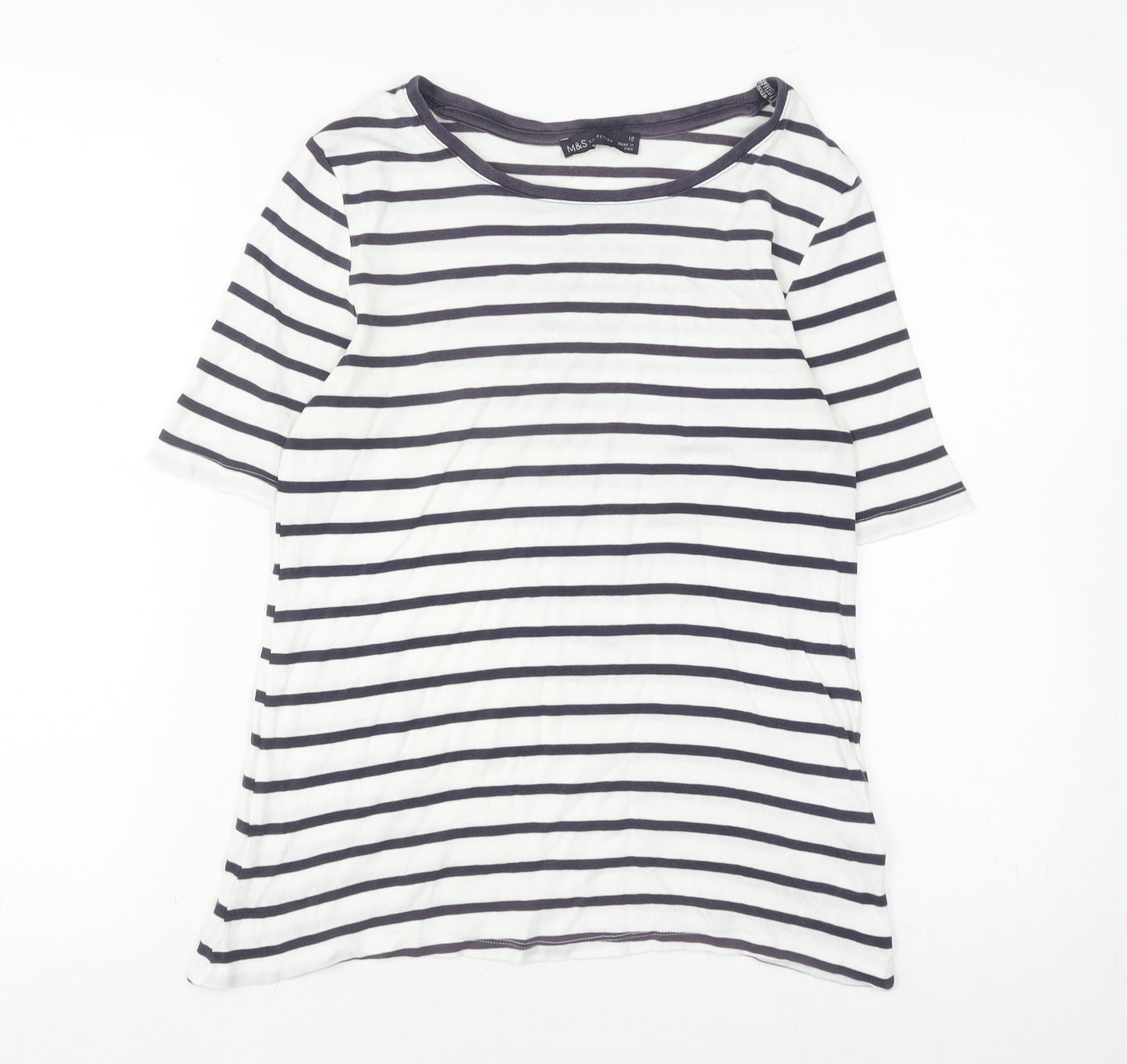 Womens UK Size 12 Marks and Spencer White Basic T-Shirt