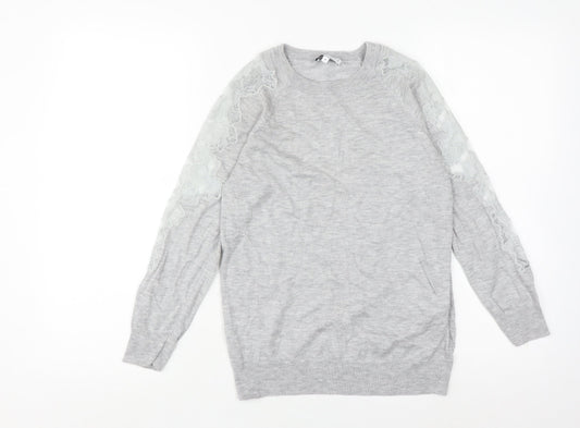 Womens UK Size 10 Warehouse Grey Pullover Jumper