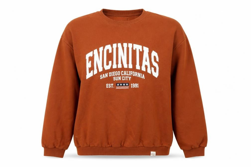 Front view of Pacific Republic Brown unisex sweatshirt, size 12