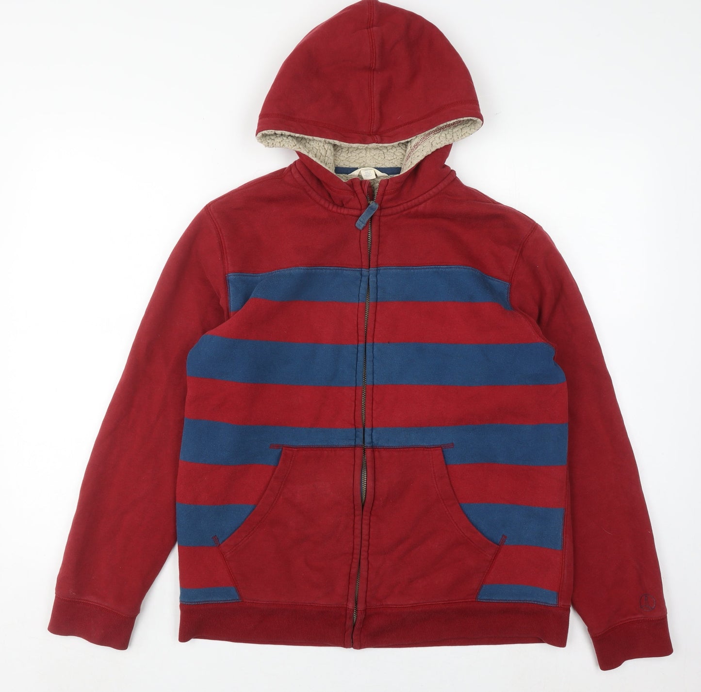Lands' End Boys Red & Blue Striped Full Zip Hoodie - 4-5 Years